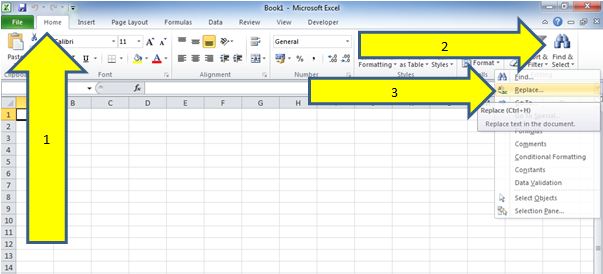 keyboard command for find and replace in excel mac