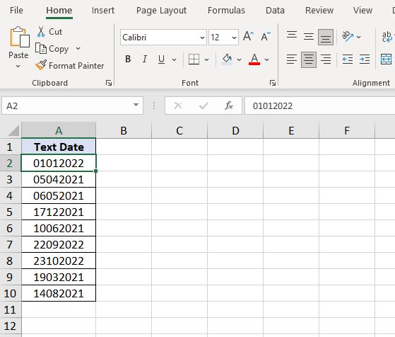 convert text to date in Excel
