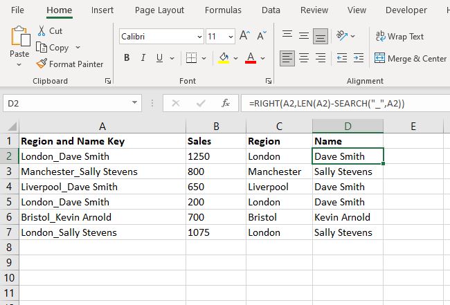 Separate a Text Field into Parts with Excel