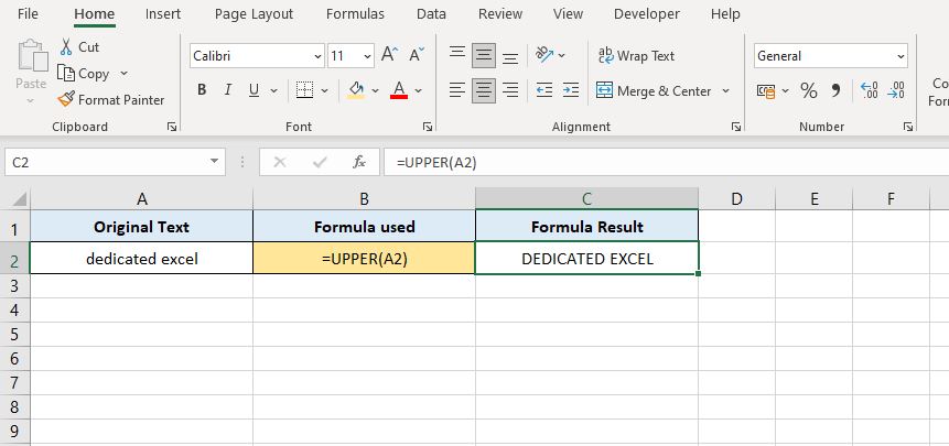 change case in Excel