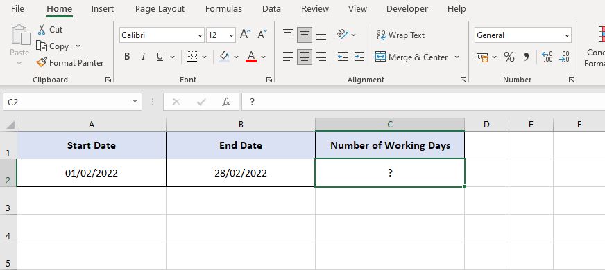 Excel Show Working Days Only