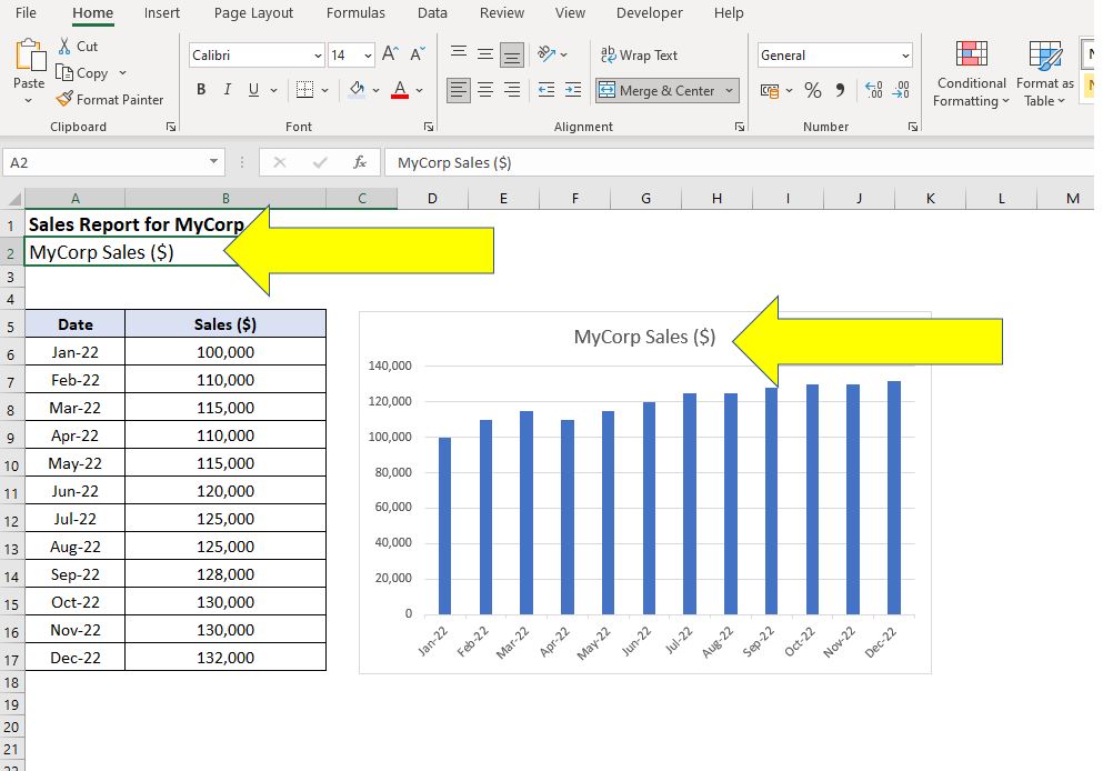 Excel Chart Title Location