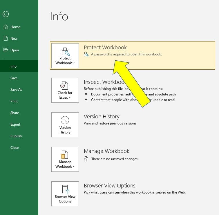 password protect Excel