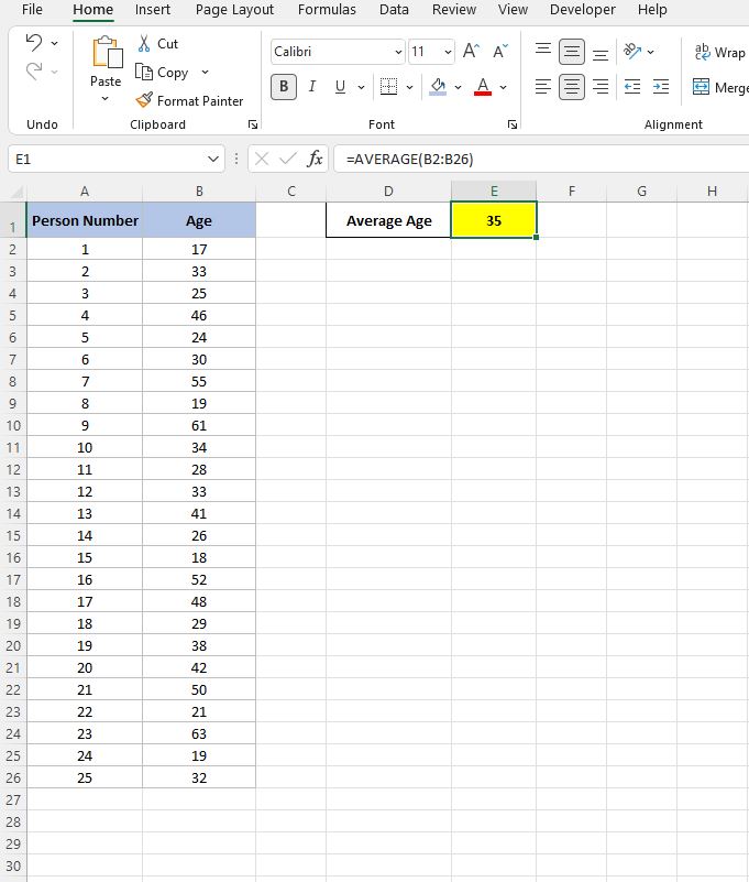 Calculate Average in Excel