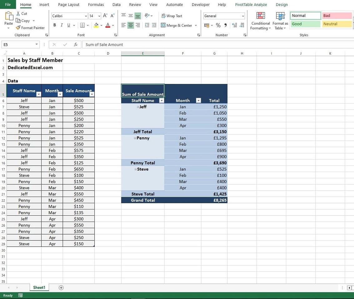 Convert an Excel Pivot Table to Classic Layout | Dedicated Excel