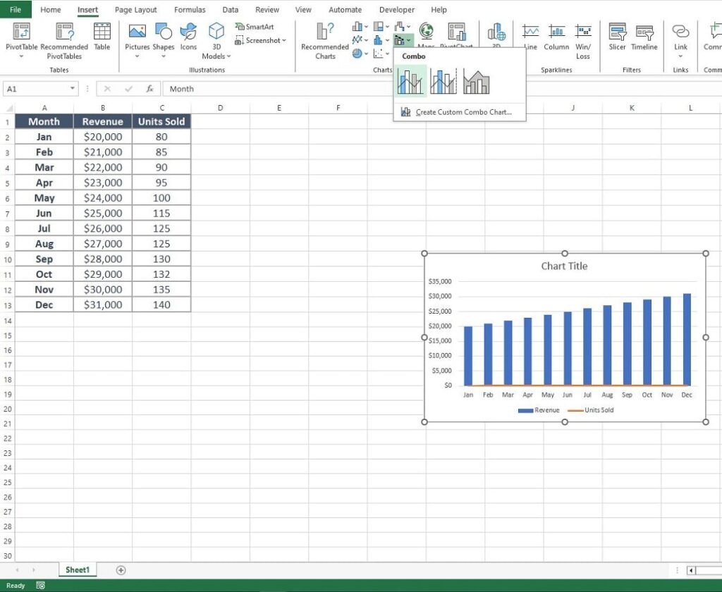 Excel chart with two Y-Axes