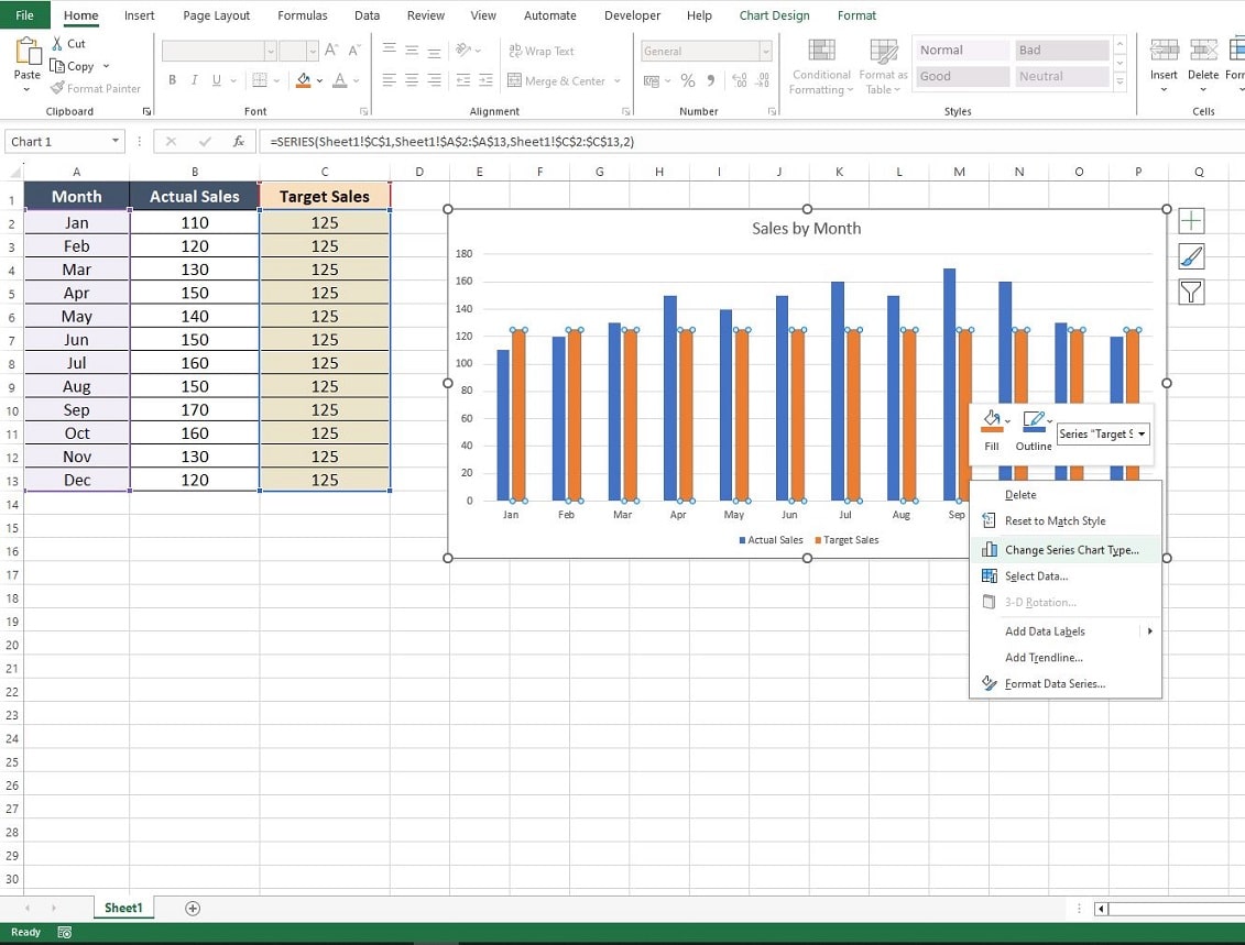 How to Create a Goal Line on a Chart | Dedicated Excel