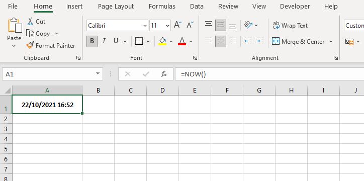 Insert Today's Date in Excel
