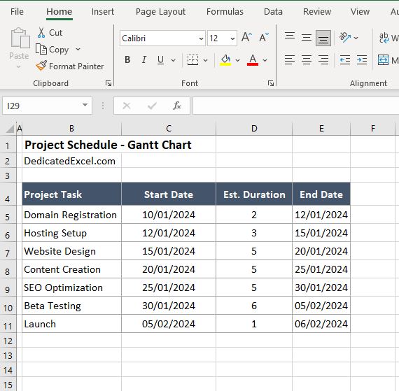 How to Create a Gantt Chart in Excel