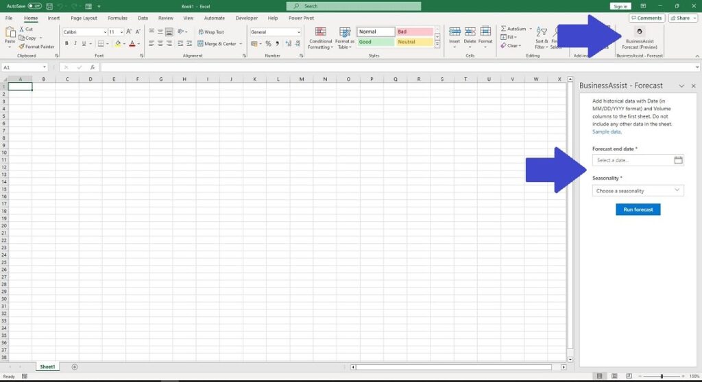 How to Use Business Assist Forecast Excel Add-In