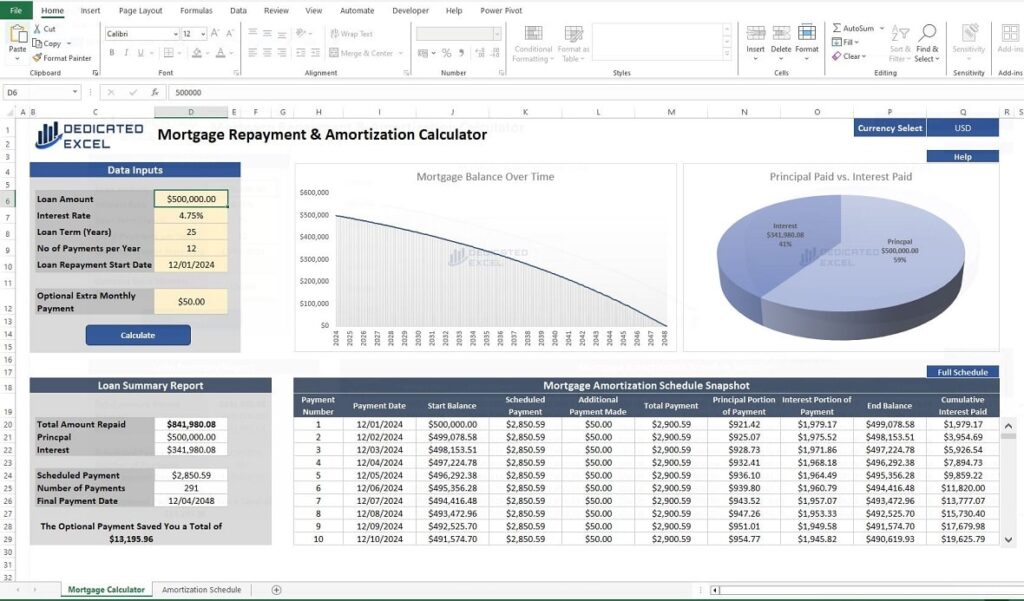 Mortgage Payment Calculator for Excel