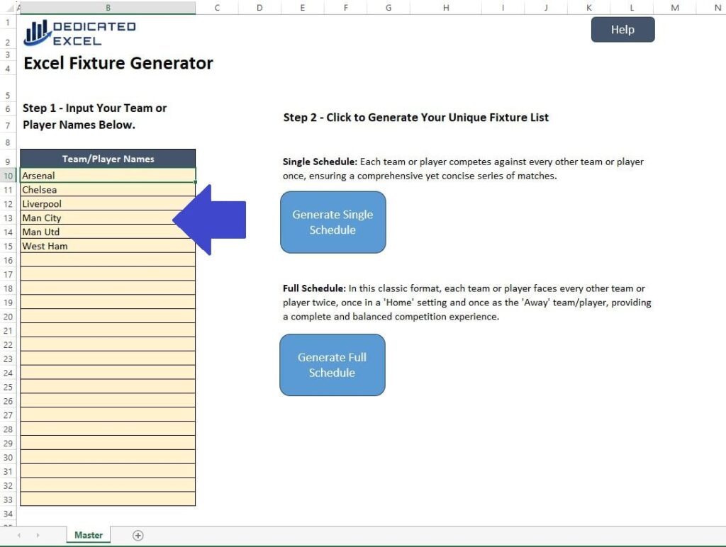 Free Excel Fixture Generator