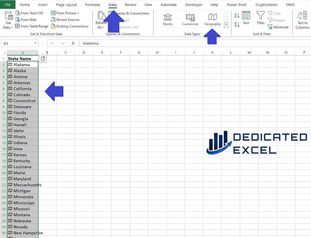 All 50 US States in Excel Format Dedicated Excel