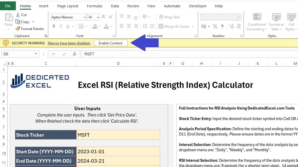 Free Excel RSI Calculator