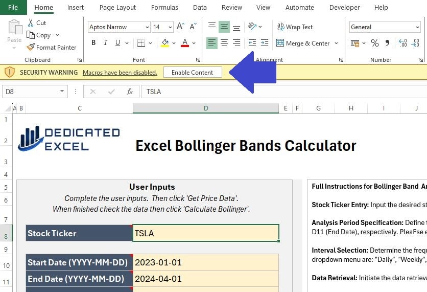 Free Excel Bollinger Bands Calculator