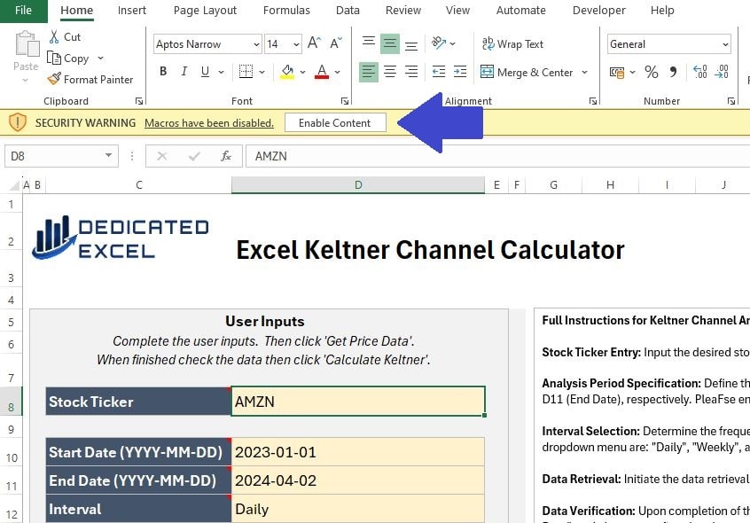 Free Excel Keltner Channel Calculator